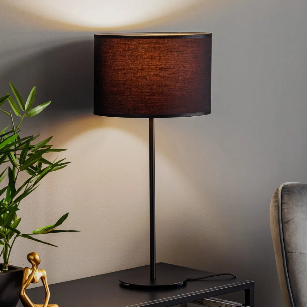 Luminex Bordlampe Soho, cylindrisk 56 cm sort/guld