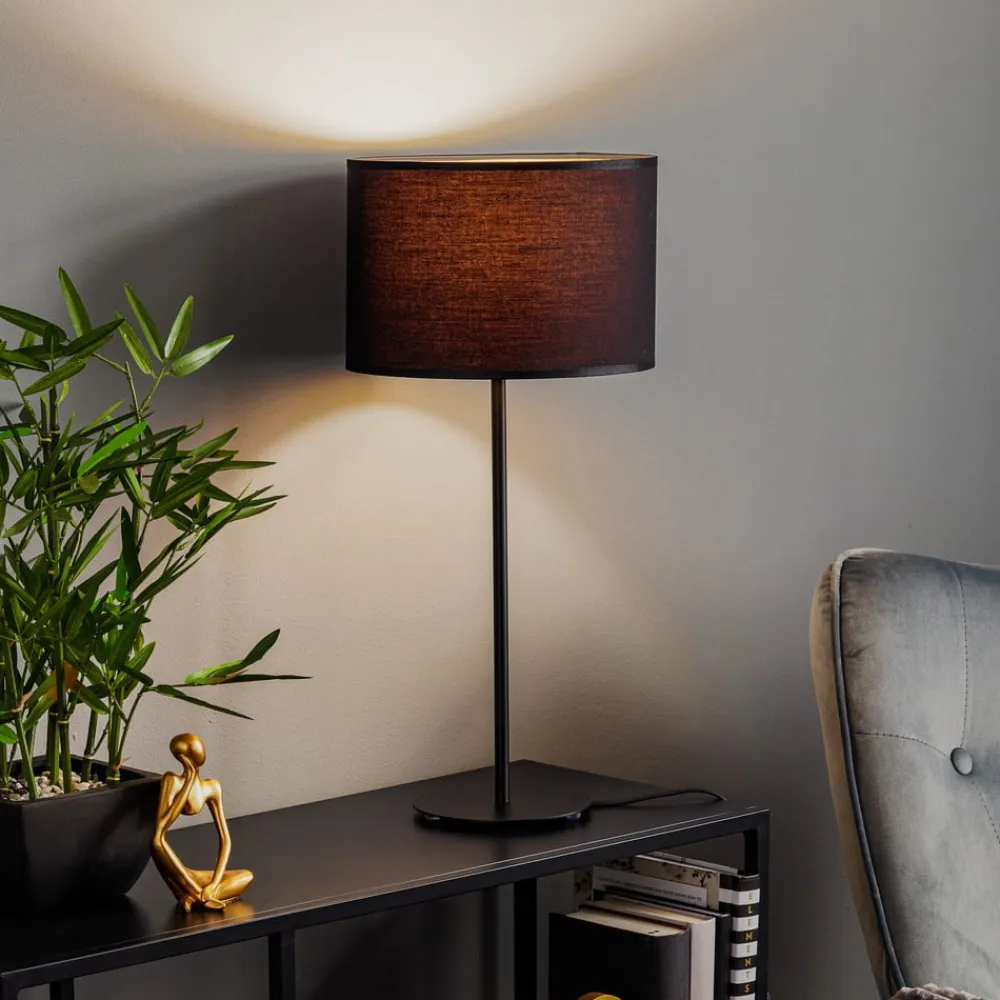 Luminex Bordlampe Soho, cylindrisk 56 cm sort/guld