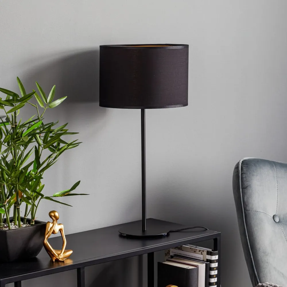 Luminex Bordlampe Soho, cylindrisk 56 cm sort/guld