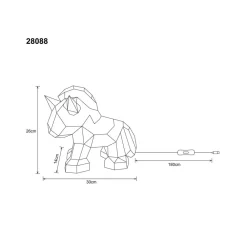 Globo Bordlampe til børneværelse Brondar enhjørning, rød, højde 26 cm