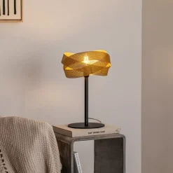 Domiluce Bordlampe Tornado, sort/guld, metal, Ø 26 cm, E14