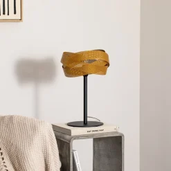 Domiluce Bordlampe Tornado, sort/guld, metal, Ø 26 cm, E14