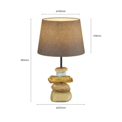 Bordlampe Vera, stofskærm og sten-dekor, 38 cm^ONLI Outlet