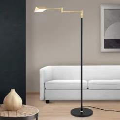 Boston LED-gulvlampe, berøringsdæmper sort/messing^ORION