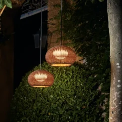 Bover Udendørs Pendellamper>LED-hængelampe Garota, stik grafitbrun/brun