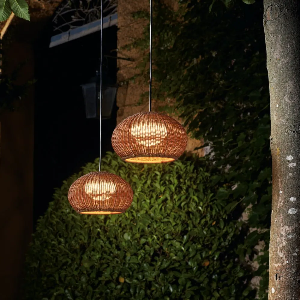 Bover Udendørs Pendellamper>LED-hængelampe Garota, stik grafitbrun/brun