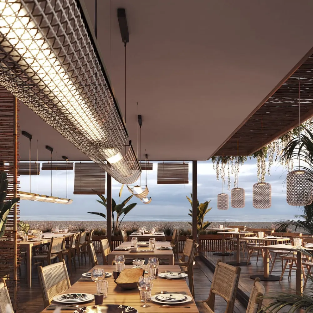 LED-hængelampe Nans Balis S/140, brun/brun, 140 cm^Bover