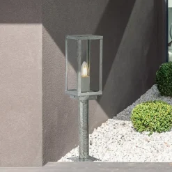 Box II sokkellampe, 50 cm høj, sølv/klar, glas, IP44^Searchlight Online