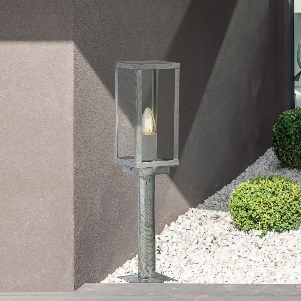 Box II sokkellampe, 50 cm høj, sølv/klar, glas, IP44^Searchlight Online