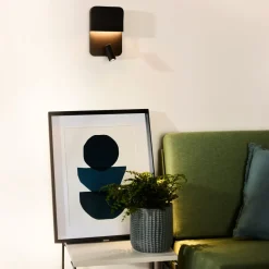 Lucide Boxer LED-væglampe med spot, sort