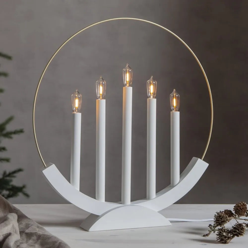 STAR TRADING Brace LED-lysestage, 5 lyskilder, hvid/guld