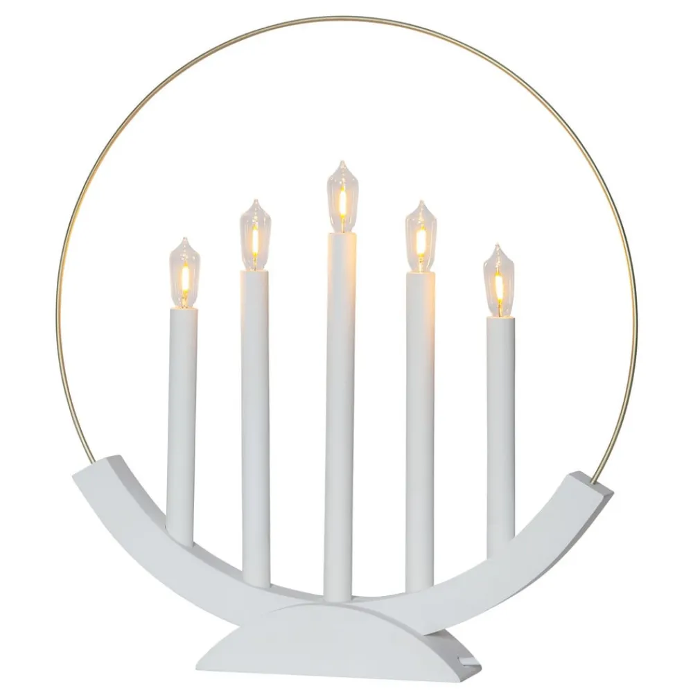 STAR TRADING Brace LED-lysestage, 5 lyskilder, hvid/guld