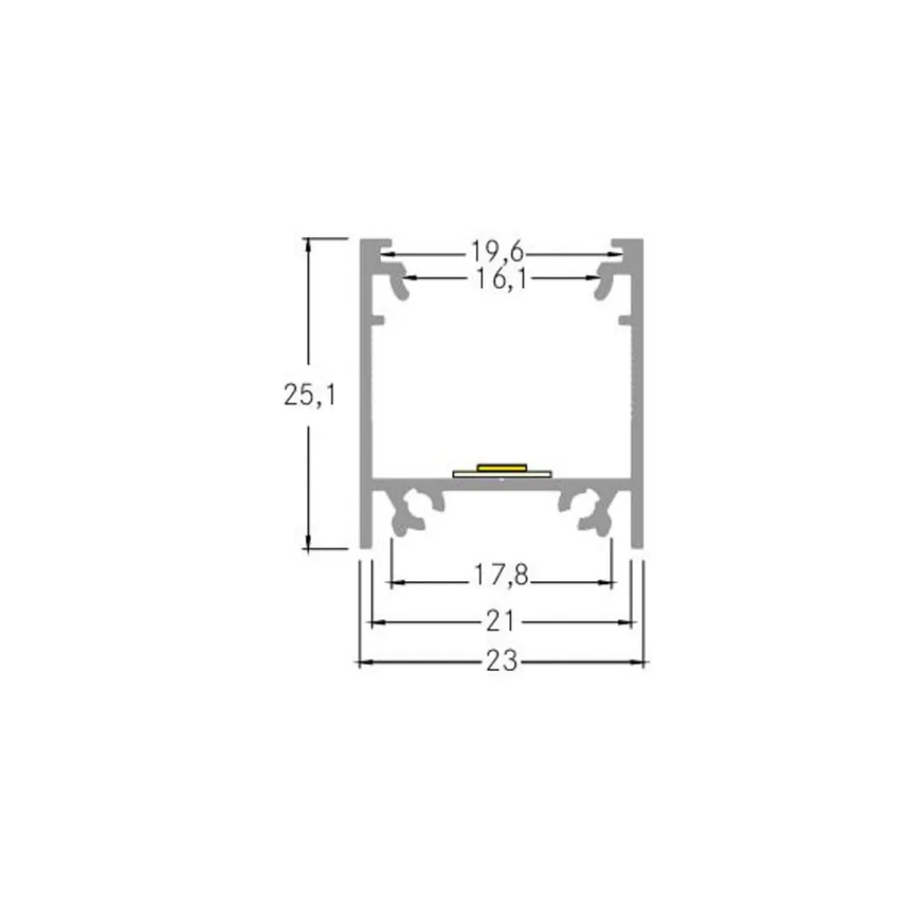BRUMBERG Led Strips>monteringsprofil højde 25 mm længde 2 m aluminium