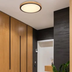 Globo Loftlamper|Loftlamper>Bruno LED-loftslampe med træramme CCT Ø 30 cm