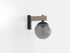 Bufalata udendørs væglampe, sort/træ/røggrå^EGLO Clearance