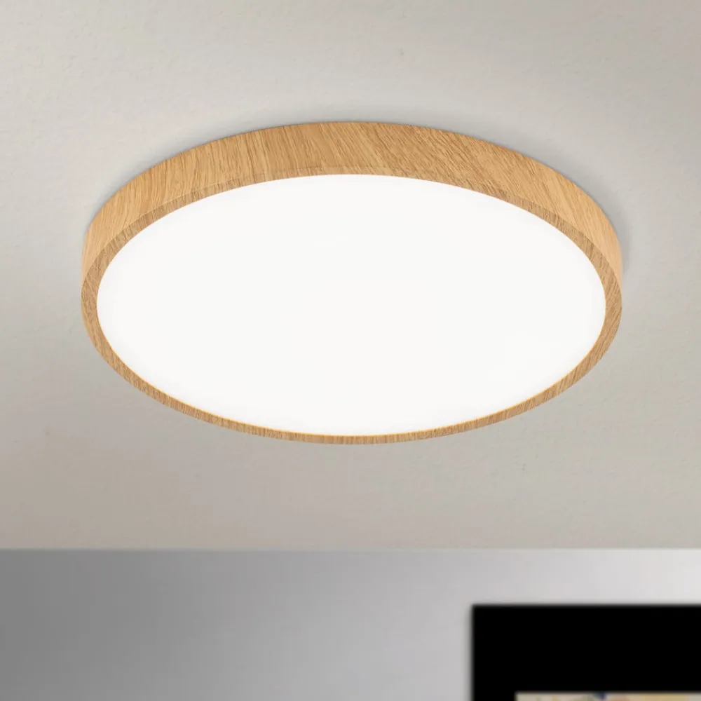 ORION Bully LED-loftlampe med træ-look, Ø 28 cm
