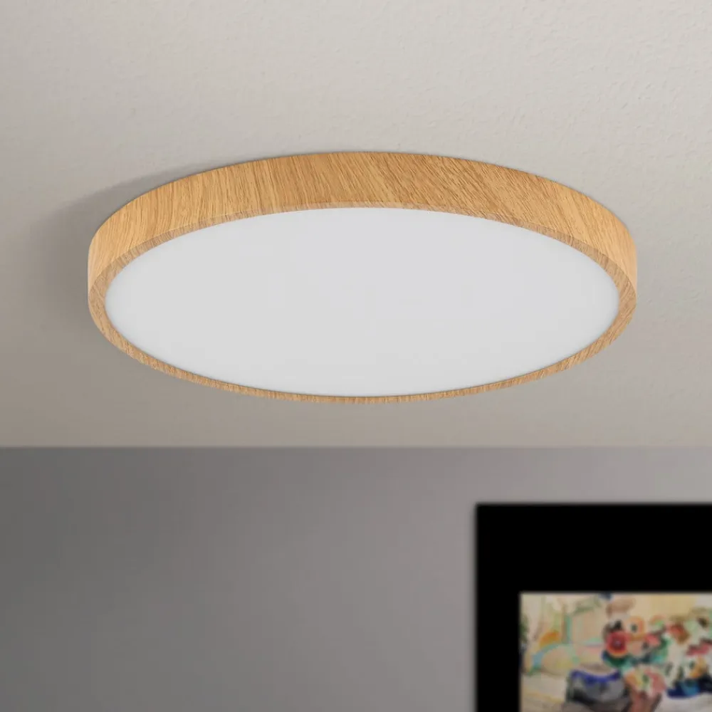 ORION Bully LED-loftlampe med træ-look, Ø 28 cm
