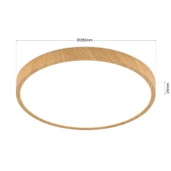 ORION Bully LED-loftlampe med træ-look, Ø 28 cm