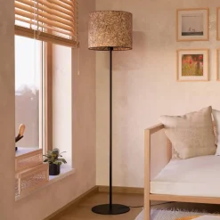 EGLO Gulvlamper>Butterburn gulvlampe, højde 162 cm, beige/grøn, metal/stof