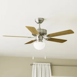 EGLO Loftventilatorer>Cadiz loftventilator, E27, afbryder med træksnor, mat nikkel