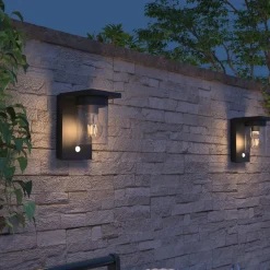 Asti udendørs LED-væglampe, sensor, IP44, sort^Calex Outlet