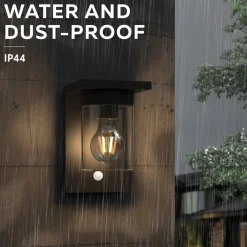 Asti udendørs LED-væglampe, sensor, IP44, sort^Calex Outlet