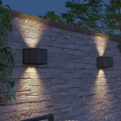 Calex Solcellelamper>Caserta udendørs LED-væglampe, op/ned, sort