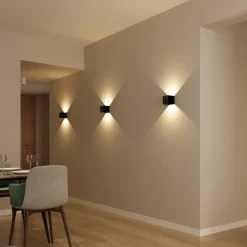 LED genopladelig sensor udendørs væglampe, op/ned, sort^Calex