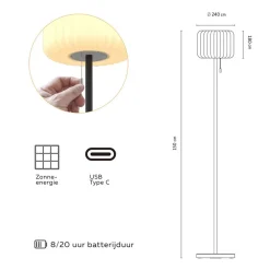 LED-solcellegulvlampe, IP44, trækafbryder^Calex Hot