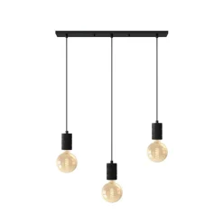 Retro pendellampe, kantet, 3 lyskilder, sort^Calex Outlet