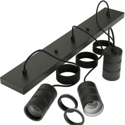 Retro pendellampe, kantet, 3 lyskilder, sort^Calex Outlet