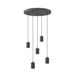 Calex Pendellamper>Retro pendellampe, rund, 5 lyskilder, sort
