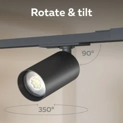 Calex skinnesæt, 6 GU10-spots, sort, længde 3 m, metal