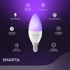 Calex Smart LED stearinlys E14 B35 4,9W CCT RGB