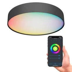 Calex Smart LED-loftlampe Fabric, Ø 40 cm, RGBW, dæmpbar