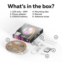 Calex Smart LED-strip, længde 30 m, RGB, CCT fjernbetjening