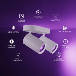 Smart loftspot hvid længde 22 cm 2 lyskilder GU10-LED RGBW^Calex Clearance