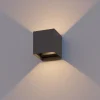 Calex Væglamper>udendørs LED-væglampe Cube, op/ned, højde 10 cm, antracit
