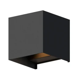 Calex udendørs LED-væglampe Cube, op/ned, højde 10 cm, sort