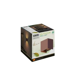 udendørs LED-væglampe Cube, op/ned, højde 10 cm, rustbrun^Calex