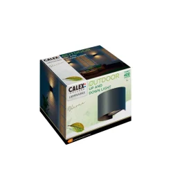 udendørs LED-væglampe oval, op/ned, højde 10 cm, sort^Calex Discount