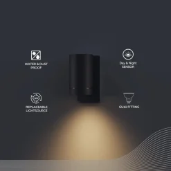 udendørs væglampe Alba GU10, Downlight, sort, sensor^Calex Hot