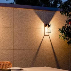 Calex Væglamper>udendørs væglampe, bundstik, aluminium, sort