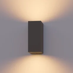 Calex udendørs væglampe GU10, op/ned, højde 15 cm, antracit