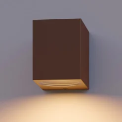 Calex Væglamper>udendørs væglampe GU10, downlight, højde 8 cm, rustbrun