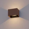 Calex udendørs væglampe Rektangel op/ned højde 10 cm rustbrun