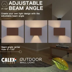 Calex udendørs væglampe Rektangel op/ned højde 10 cm rustbrun