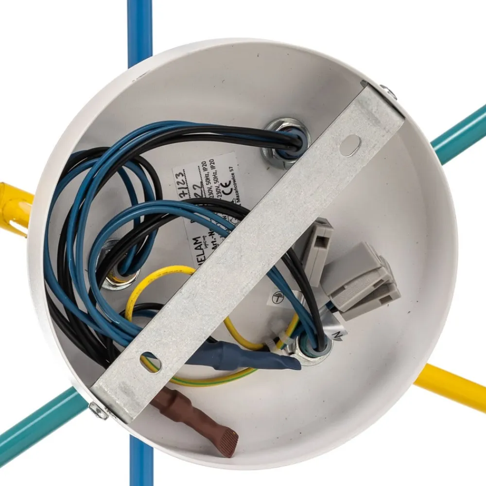 Børn HELAM Cambridge loftlampe, 6 lyskilder, gul-turkis-blå