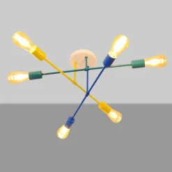 Børn HELAM Cambridge loftlampe, 6 lyskilder, gul-turkis-blå