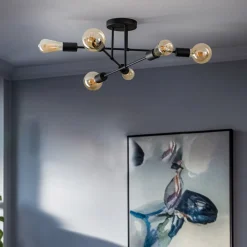 Cambridge loftlampe, 6 lyskilder, sort^HELAM Online